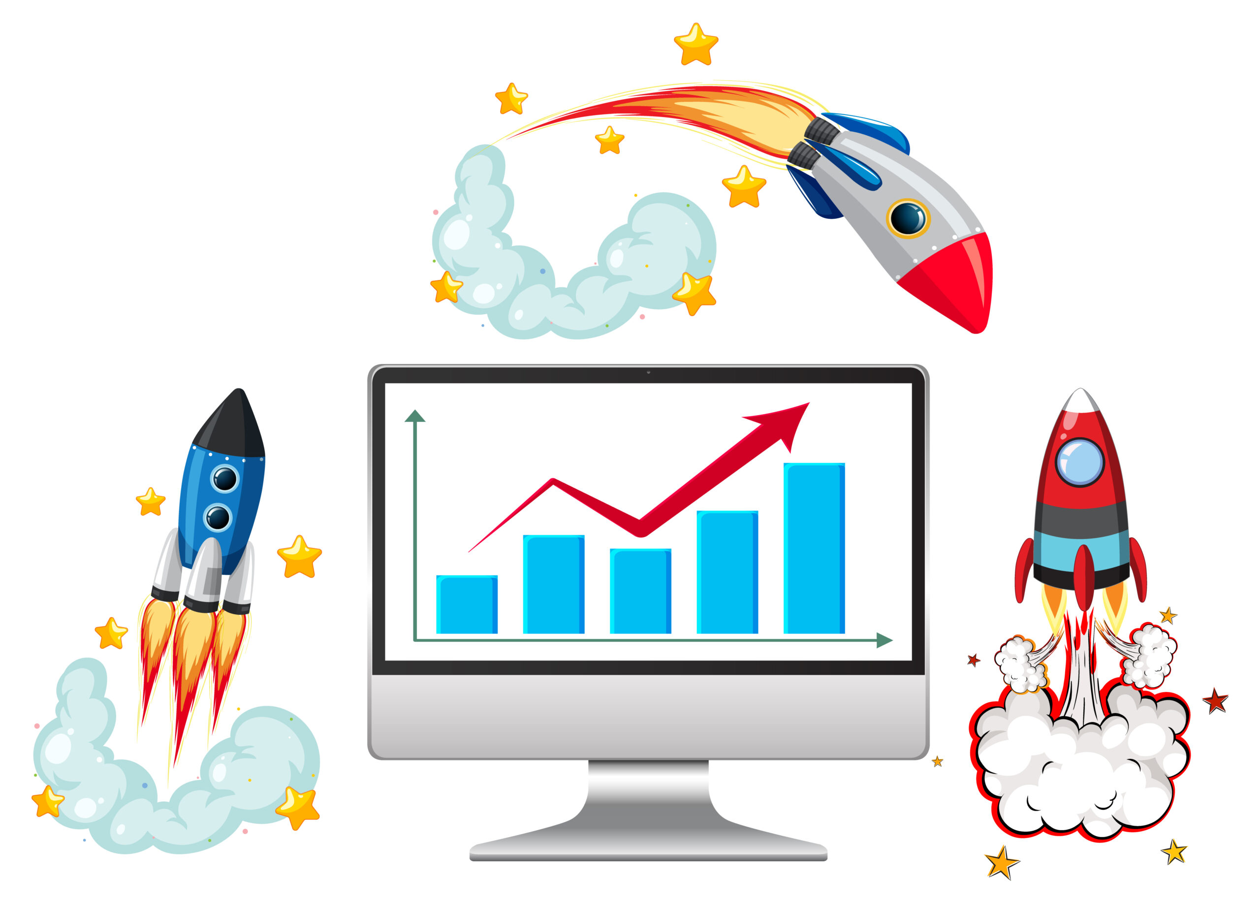 rocket growth and success illustration